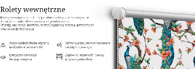 Modern roller blind con estampado de pavo real sobre una rama