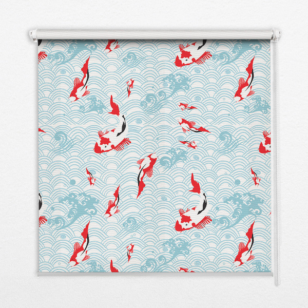Modern roller blind con estampado de peces en el agua