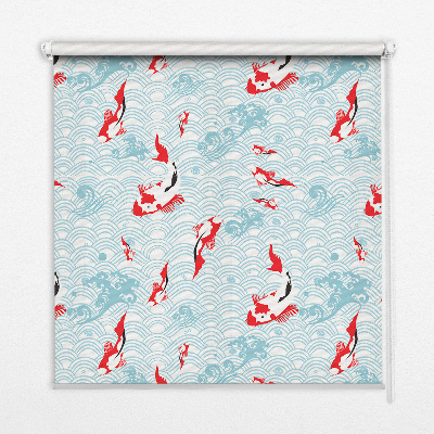 Modern roller blind con estampado de peces en el agua