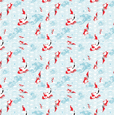 Modern roller blind con estampado de peces en el agua
