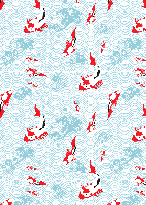 Modern roller blind con estampado de peces en el agua