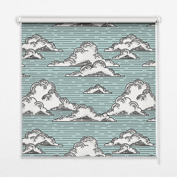 Estor enrollable para ventana con estampado de nubes