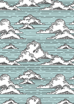 Estor enrollable para ventana con estampado de nubes