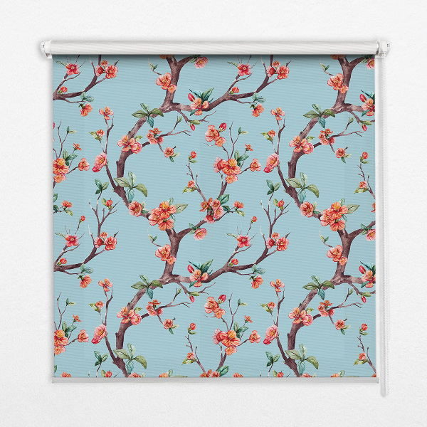 Estor enrollable para ventana con diseño de capullos florales de árbol