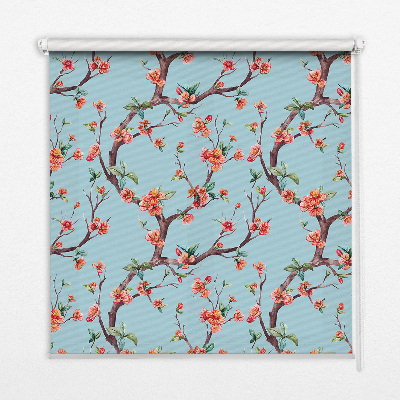 Estor enrollable para ventana con diseño de capullos florales de árbol