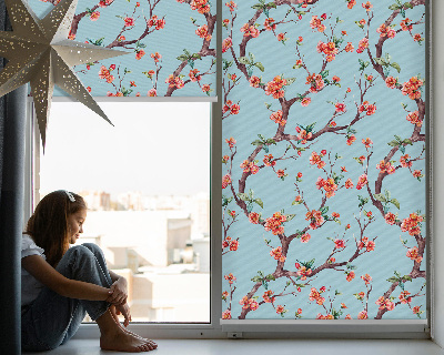 Estor enrollable para ventana con diseño de capullos florales de árbol
