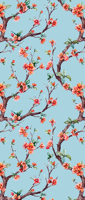 Estor enrollable para ventana con diseño de capullos florales de árbol