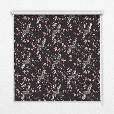 Modern roller blind con diseño de garzas y flores