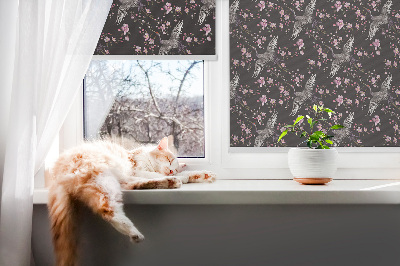 Modern roller blind con diseño de garzas y flores