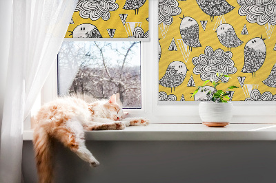 Estor enrollable para ventana con estampado de pájaros