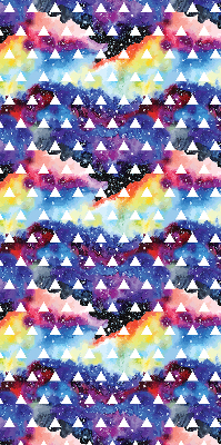 Estor enrollable para ventana con estampado de triángulos blancos sobre fondo de color