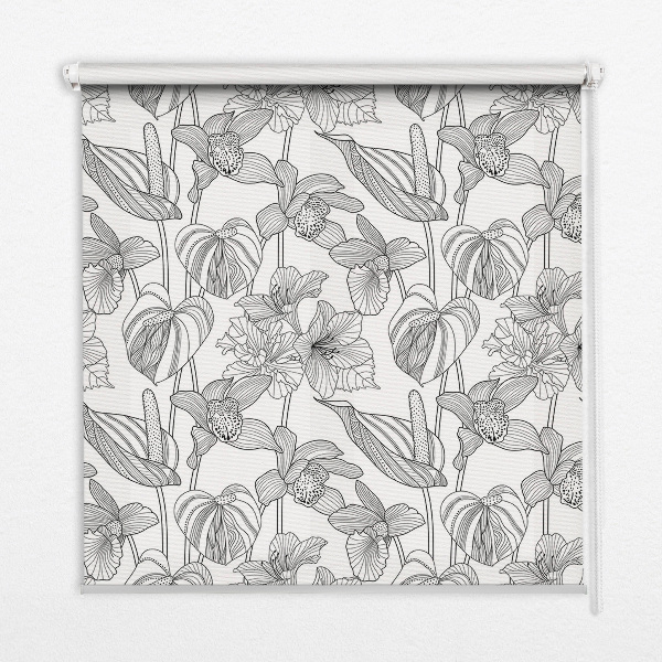 Estor enrollable con estampado de flores dibujadas
