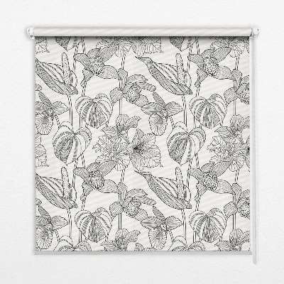 Estor enrollable con estampado de flores dibujadas