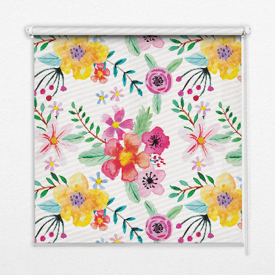 Estor enrollable para ventana con estampado de flores pintadas