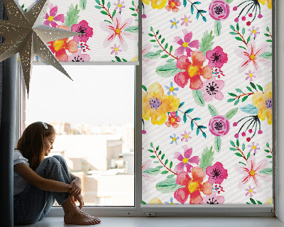 Estor enrollable para ventana con estampado de flores pintadas