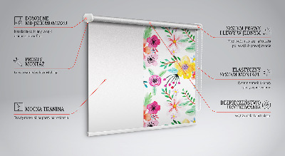 Estor enrollable para ventana con estampado de flores pintadas