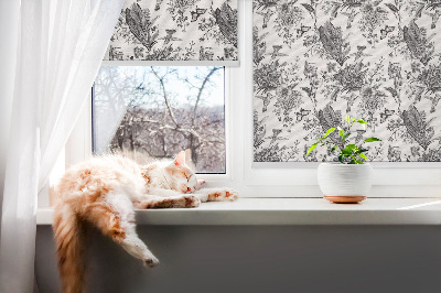 Estor enrollable para ventana con un diseño de naturaleza dibujada
