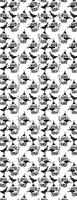 Modern roller blind con estampado de cuervos negros