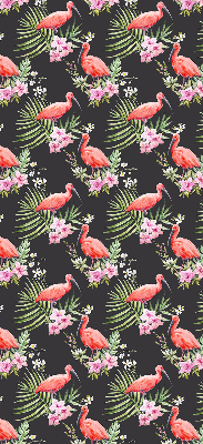 Estor enrollable para ventana con estampado de flamencos entre plantas