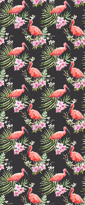 Estor enrollable para ventana con estampado de flamencos entre plantas