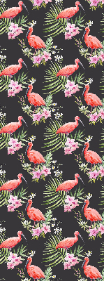 Estor enrollable para ventana con estampado de flamencos entre plantas