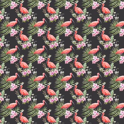 Estor enrollable para ventana con estampado de flamencos entre plantas