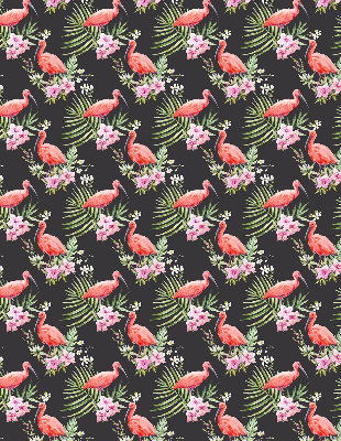 Estor enrollable para ventana con estampado de flamencos entre plantas