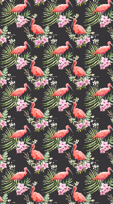 Estor enrollable para ventana con estampado de flamencos entre plantas