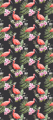 Estor enrollable para ventana con estampado de flamencos entre plantas