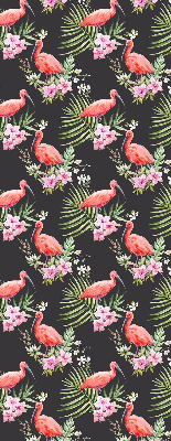 Estor enrollable para ventana con estampado de flamencos entre plantas