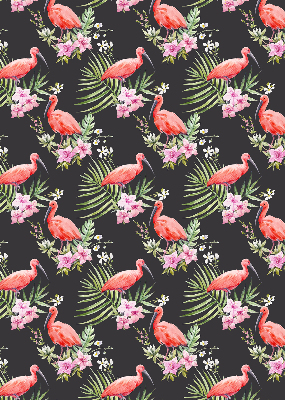 Estor enrollable para ventana con estampado de flamencos entre plantas