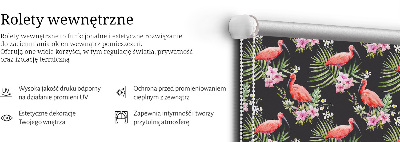 Estor enrollable para ventana con estampado de flamencos entre plantas
