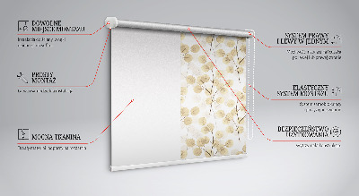 Modern roller blind con un estampado de ramas en tonos amarillos