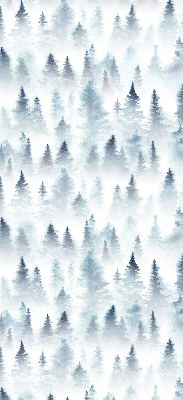 Estor enrollable para ventana con diseño de bosque en la niebla