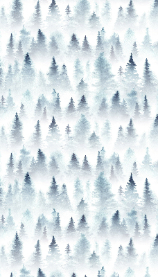 Estor enrollable para ventana con diseño de bosque en la niebla