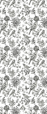 Estor enrollable con estampado de pájaros y plantas