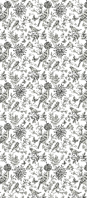 Estor enrollable con estampado de pájaros y plantas
