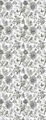 Estor enrollable con estampado de pájaros y plantas