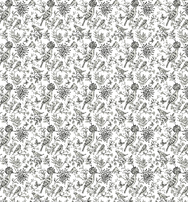 Estor enrollable con estampado de pájaros y plantas