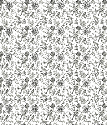 Estor enrollable con estampado de pájaros y plantas