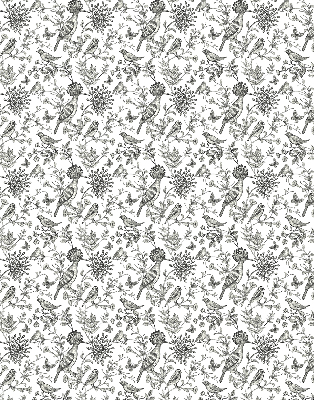 Estor enrollable con estampado de pájaros y plantas