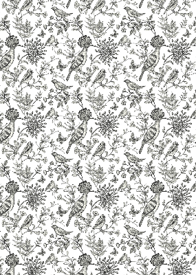 Estor enrollable con estampado de pájaros y plantas