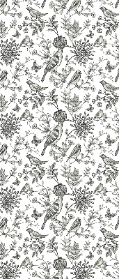 Estor enrollable con estampado de pájaros y plantas