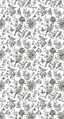 Estor enrollable con estampado de pájaros y plantas