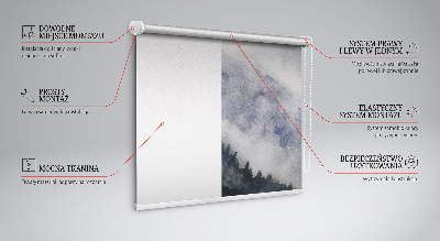 Modern roller blind con estampado de montañas brumosas