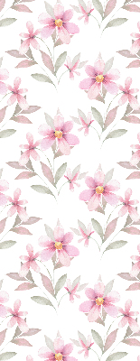 Estor enrollable con estampado de flores rosas