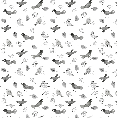 Modern roller blind con dibujos de pájaros y hojas