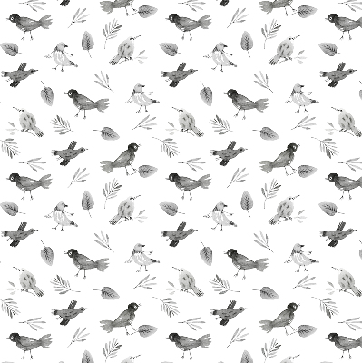Modern roller blind con dibujos de pájaros y hojas