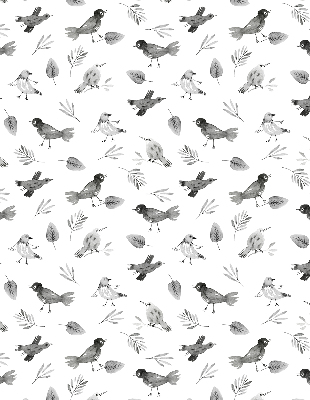 Modern roller blind con dibujos de pájaros y hojas