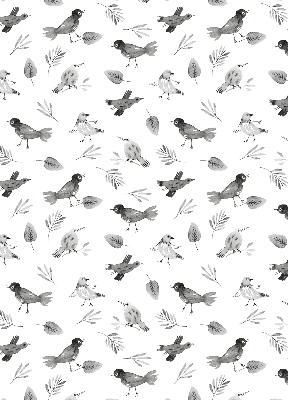 Modern roller blind con dibujos de pájaros y hojas